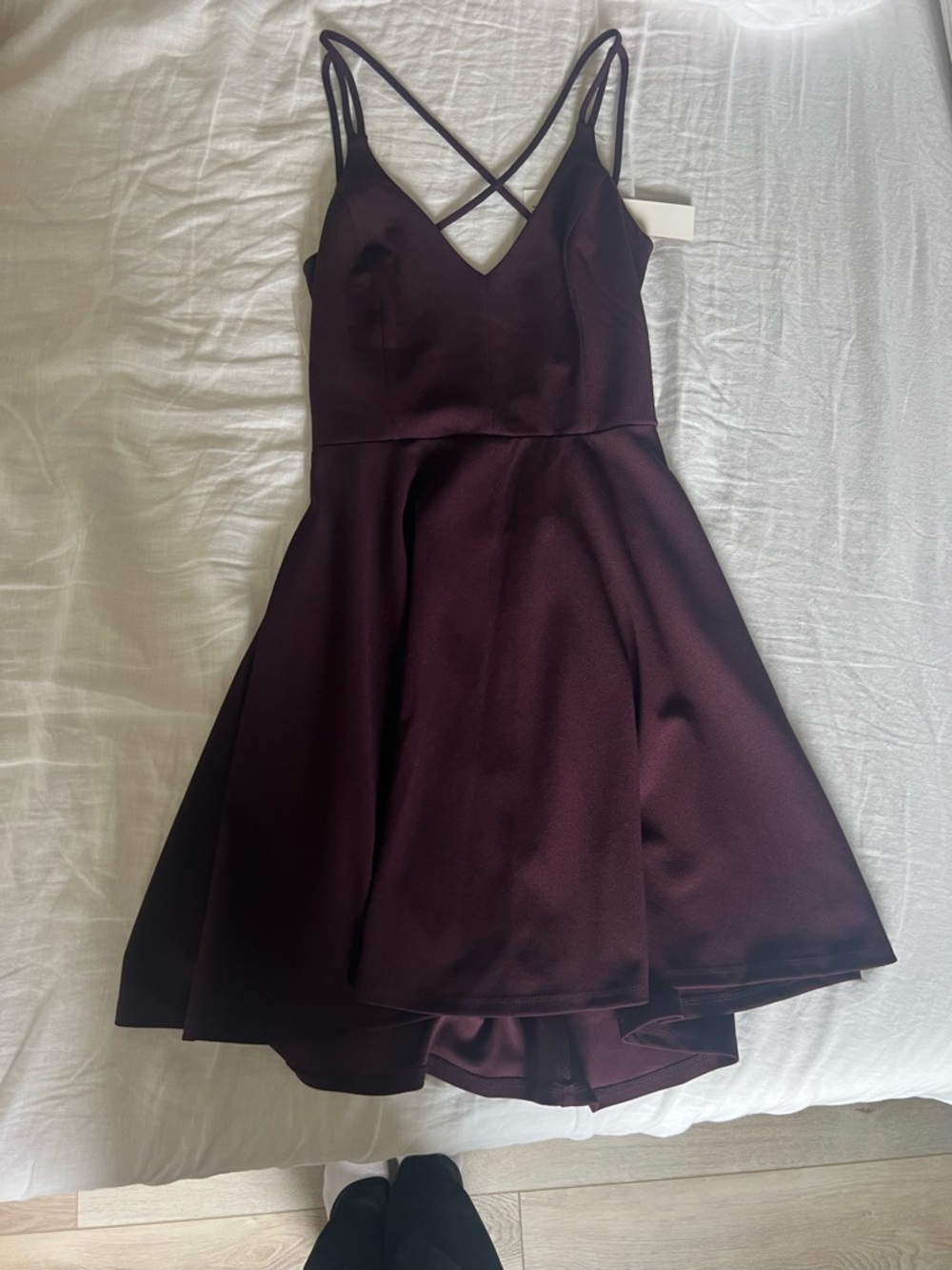 Speechless Burgundy Double-Strap V-Neck Mini Dress